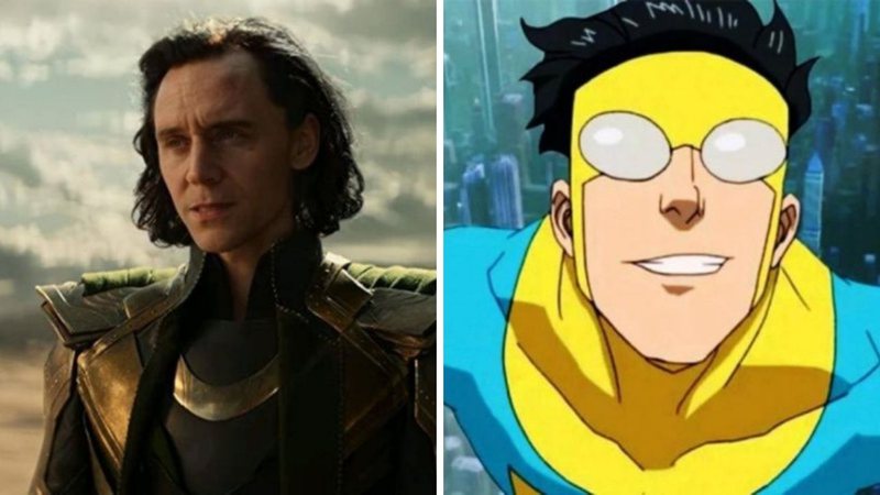 Tom Hiddleston em Loki (Foto: Reprodução via IMDb) e Invincible (Foto: Reprodução/Amazon Prime Video)