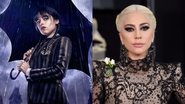Wandinha (Foto: Divulgação/Netflix) e Lady Gaga no Grammy 2018 (Foto: Jamie McCarthy/Getty Images)