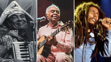 Luiz Gonzaga (Foto: Reprodução/luizluagonzaga.com.br), Gilberto Gil (Foto: Fernanda Tiné) e Bob Marley (Foto: Michael Ochs Archives/Getty Images/Via Rolling Stone EUA)