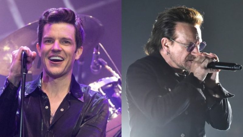 Brandon Flowers, do The Killers (Foto: Matt Cardy/Getty Images) e Bono Voz, do U2 (Foto: Kevin Mazur/Getty Images para SiriusXM)