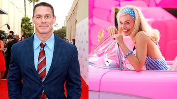 John Cena (Foto: Rich Fury/Getty Images) e Margot Robbie como Barbie (Foto: Divulgação)