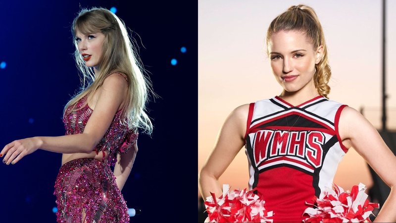 Taylor Swift (Foto: Kevin Winter/Getty Images for TAS Rights Management) e Dianna Agron como Quinn Fabray em Glee (Foto: Divulgação)