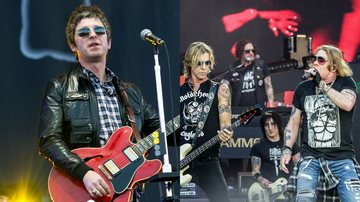 Noel Gallagher (Foto: Samir Hussein/Getty Images) e Guns N' Roses (Foto: Abaca Press/AP)