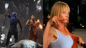Fatality de Mortal Kombat 1 (Foto: Reprodução/NetherRealm Studios) e Uma Thurman em Kill Bill (Foto: Reprodução/Miramax Films)