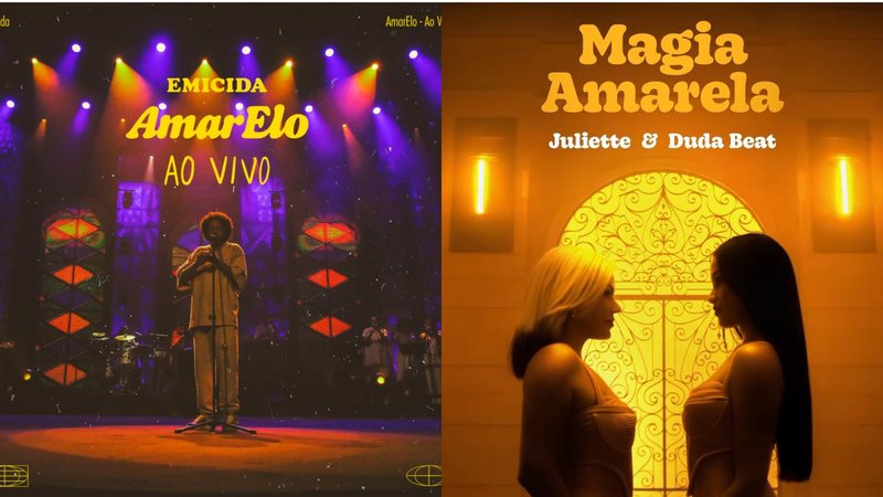 AmarElo, de Emicida, e 'Magia Amarela', de Juliette e Duda Beat (Reprodução)