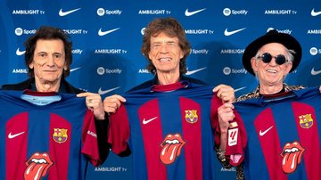 The Rolling Stones com camisa do Barcelona (Foto: Reprodução/Instagram)