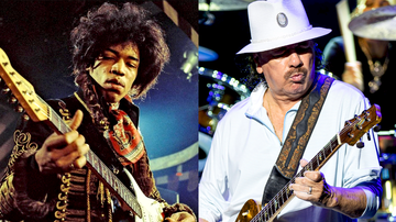 Jimi Hendrix e Carlos Santana (Reprodução/Getty Images)