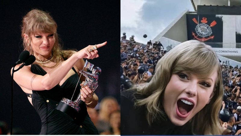 Taylor Swift (Foto: Mike Coppola/Getty Images) | Fotomontagem (Reprodução/Twitter)