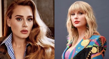 Adele para a revista Vogue (Foto: Reprodução/Twitter) e Taylor Swift (Foto: Jamie McCarthy/Getty Images)