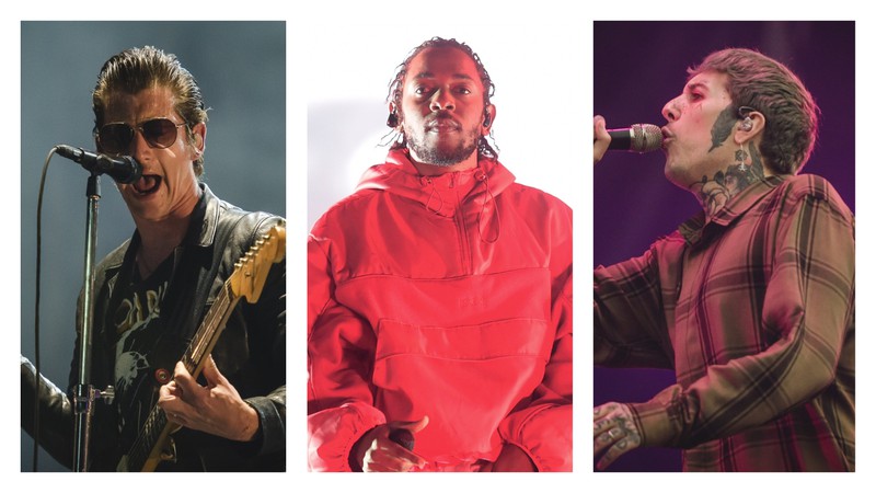 Arctic Monkeys, Kendrick Lamar e Bring Me The Horizon (Montagem com fotos de Camila Cara e Richard Shotwell/AP)