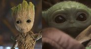 Baby Groot e Baby Yoda (Foto 1: Reprodução/ Foto 2: Reprodução Disney/Lucasfilm)