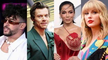 Bad Bunyy (Foto: Getty Images), Harry Styles (Foto: Getty Images), Anitta (Foto: Dia Dipasupil / Equipe) e Taylor Swift (Foto: Jamie McCarthy)