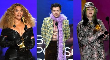 Beyoncé, Harry Styles e Billie Eilish no Grammy 2021 (Fotos: Kevin Winter / Getty Images)