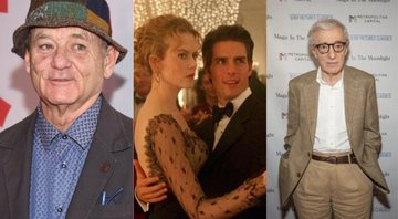 Bill Murray em 2018 (Foto: Evan Agostini/Invision/AP), Tom Cruise e Nicole Kidman em De Olhos Bem Fechados (Foto: Reprodução/Warner Bros.) e Woody Allen (Foto:Barry Brecheisen/AP)