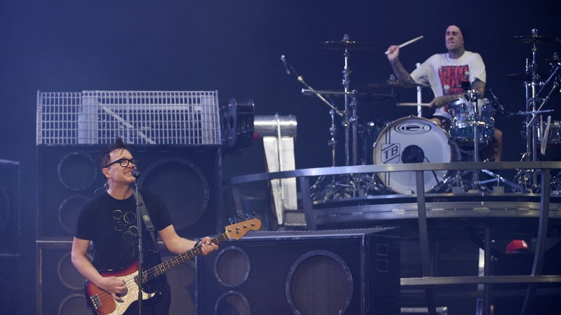 Mark Hoppus e Travis Barker do Blink-182 (Foto:Chris Pizzello/Invision/AP)