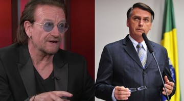 Bono Vox, vocalista do U2 e Bolsonaro (Foto 1: Reprodução | Foto 2: Gustavo Lima / Câmara dos Deputados)