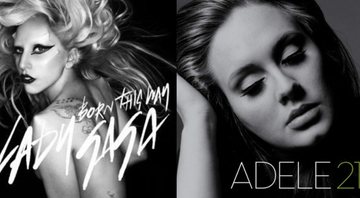 Capa do disco Born This Way da Lady Gaga (Foto: Divulgação) e capa do disco 21 da Adele (Foto: Divulgação)