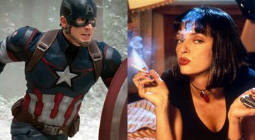 Chris Evans como Capitão América (Foto: Reprodução) | Uma Thurman como Mia Wallace em Pulp Fiction (foto: reprodução/ Miramax)