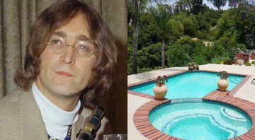 Montagem de John Lennon (Foto: AP) e mansão em Beverly Hills (Reprodução/Instagram)