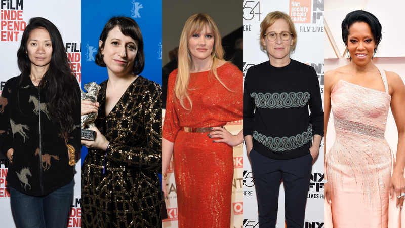 Chloé Zhao (Foto: Amanda Edwards / Getty Images) Eliza Hittman (Foto: Pool / Getty Images) Emerald Fennell (Foto: Anthony Harvey / Getty Images) Kelly Reichardt (Foto: Dimitrios Kambouris / Getty Images) e Regina King (Foto: Amy Sussman / Getty Images)