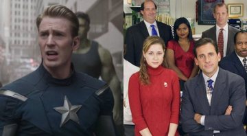 Chris Evans em Vingadores: Ultimato (Foto: Reprodução/Marvel) / Elenco de The Office (Foto: Divulgação/NBC)