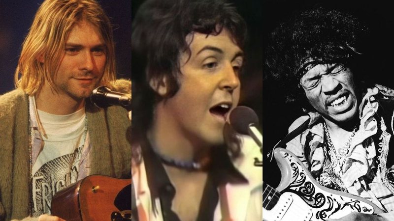 Kurt Cobain, Paul McCartney, Jimi Hendrix (foto: reprodução MTV/ AP/ BBC)