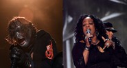 Corey Taylor, do Slipknot, e Evelyn "Champagne" King (Fotos:CTK/AP Images e Photo by Frank Micelotta/Invision/AP)