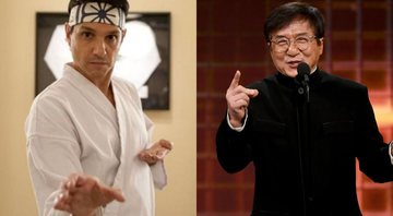 Daniel Larusso em Cobra Kai (Foto: Divulgação) e Jackie Chan (Foto: Kevin Winter/Getty Images)