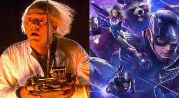 Christopher Lloyd e Michael J. Fox  em De Volta para O Futuro (Foto: Reprodução) e Vingadores: Ultimato (Foto: Marvel / Reprodução)