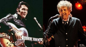 Montagem de Elvis Presley(Divulgação/NBC) e Bob Dylan (Chris Pizzello/AP)
