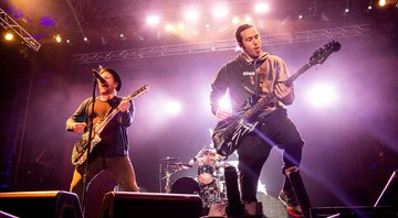 Patrick Stump e Pete Wentz, integrantes do Fall Out Boy (Foto: Amy Harris/Invision/AP)