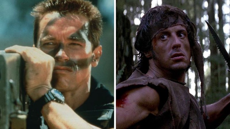 John Matrix (Foto: Reprodução/20th century Fox) e Rambo (Foto: Reprodução/Carolco Pictures)
