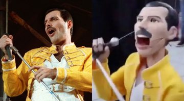 Freddie Mercury e a marionete do cantor (Foto 1: AP Images/Foto 2: Reprodução)