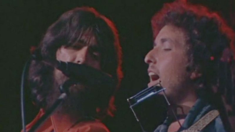 George Harrison e Bob Dylan no Concert for Bangladesh (Foto: Reprodução / Vimeo)