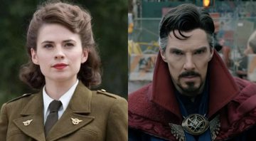 Hayley Atwell como Peggy Carter (Foto: Divulgação / Marvel) e Benedict Cumberbatch como Doutor Estranho (Foto: Reprodução)