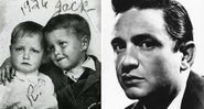 J. R. (Johnny) e Jack Cash em 1956 (esq.) e Johnny Cash adulto (dir.) (Foto 1: Reprodução de arquivo pessoal e Foto 2: AP)