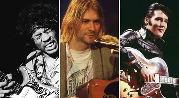 Jimi Hendrix (Foto: Bruce Fleming / AP), Kurt Cobain (Foto: Divulgação / MTV) e Elvis Presley (Foto: NBC)