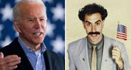 Joe Biden (Foto: Drew Angerer/Getty Images) e Borat: Fita de Cinema Seguinte (Foto: Reprodução/Amazon Prime Video)