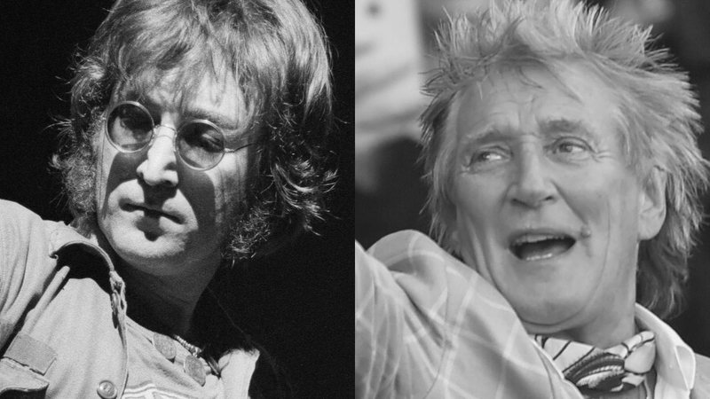John Lennon em 1972 (Foto: AP Images) e Rod Stewart (foto: Ian Rutherfod / PA Wire/AP)