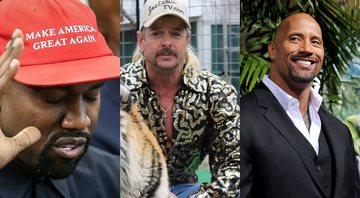 Kanye West, Joe Exotic e Dwayne 'The Rock' Johnson (foto: Getty Images/ Oliver Contreras/ Netflix)