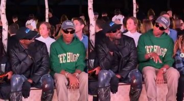 Kanye West e Pharrell Williams no desfile da grife Louis Vuitton (Foto: reprodução/vídeo)