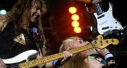 O baixista Steve Harris e o guitarrista Janick Gers fizeram pose durante show em São Paulo - Marcos Hermes/Divulgação