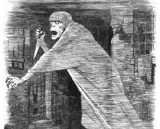 Caricatura do assassino publicada no periódico inglês <i>Punch</i>, em 1888 - Reprodução