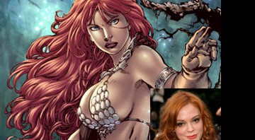 McGowan (no quadrado menor) será a protagonista de Red Sonja, personagem em quadrinhos do mundo de Conan - Reprodução