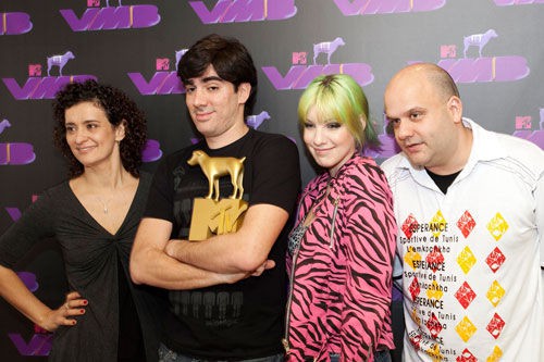 Lilian Amarante, diretora do VMB, ao lado de Marcelo Adnet, MariMoon e Mauro Bedaque, diretor de conteúdo digital da MTV Brasil - Kelly Fuzaro/MTV