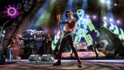 Imagem de <i>Guitar Hero III: Legends of Rock</i>, que chegou a ser recordista no mundo dos games, com US$ 1 bilhão em vendas: declínio no mercado de jogos musicais fez com que a franquia <i>Guitar Hero</i> fosse encerrada - Reprodução