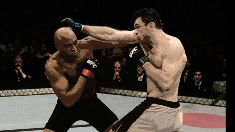 <b>O NÚMERO 1</b> Anderson Silva (à esq.) em ação: brasileiro é principal ídolo do UFC na atualidade - ILUSTRAÇÃO SOBRE FOTO: DANIEL MANGIONE/ DIVULGAÇÃO