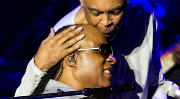 Gilberto Gil e Stevie Wonder em clima de cumplicidade no Rio de Janeiro - Marcos Hermes/Divulgação