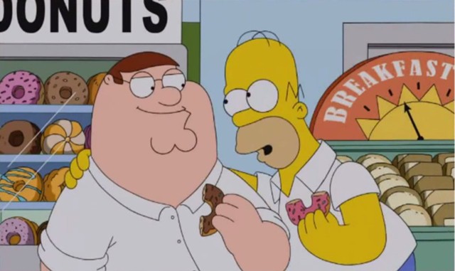 Homer Simpson e Peter Griffin se tornam bons amigos - Reprodução / Vídeo