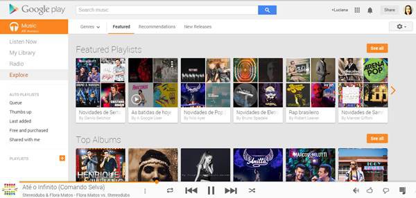 Interface do Google Play Music para desktop  - Luciana Rabassallo